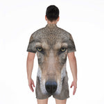 Jungle Wolf Print Men's Rompers