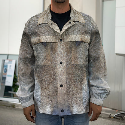 Jungle Wolf Print Men's Shirt Jacket