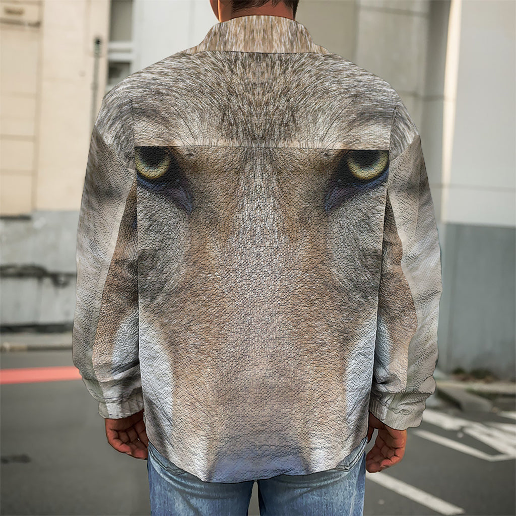 Jungle Wolf Print Men's Shirt Jacket