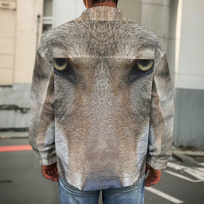 Jungle Wolf Print Men's Shirt Jacket