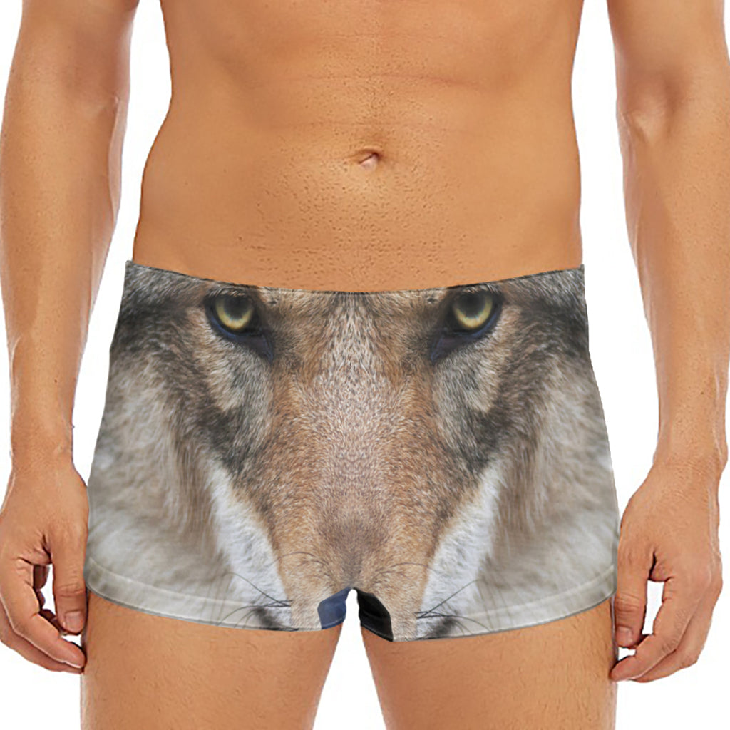 Jungle Wolf Print Men's Short Boxer Briefs