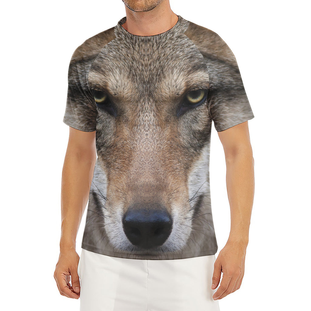 Jungle Wolf Print Men's Short Sleeve Rash Guard