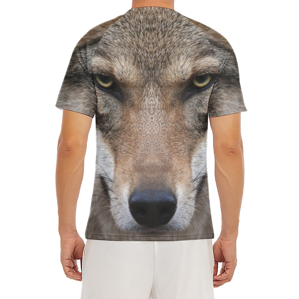 Jungle Wolf Print Men's Short Sleeve Rash Guard