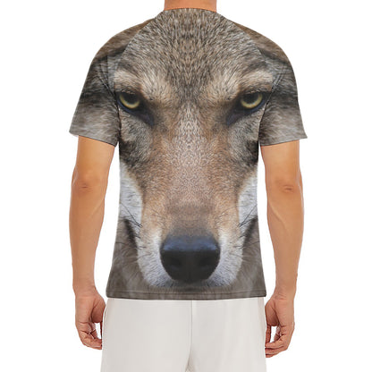 Jungle Wolf Print Men's Short Sleeve Rash Guard