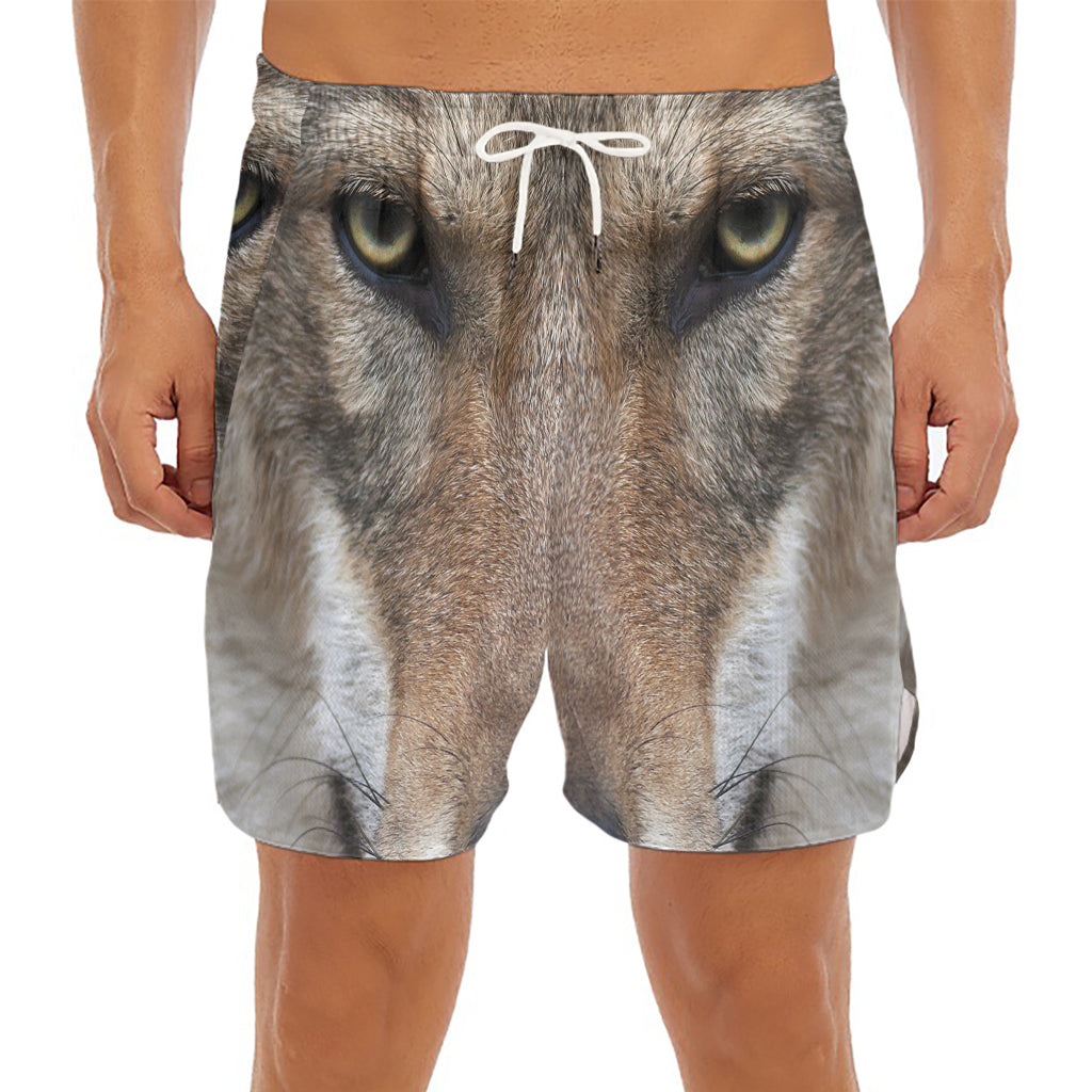 Jungle Wolf Print Men's Split Running Shorts