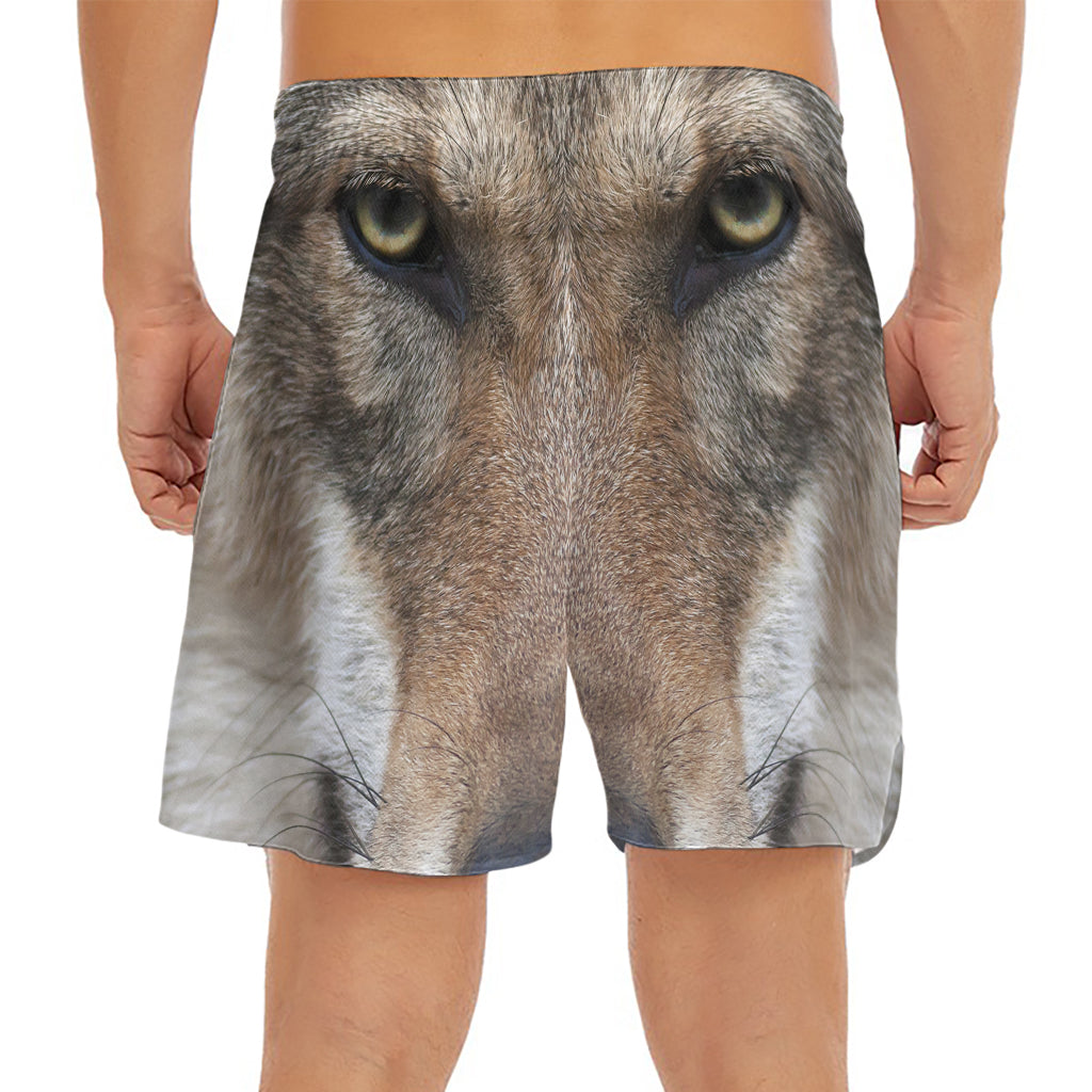 Jungle Wolf Print Men's Split Running Shorts