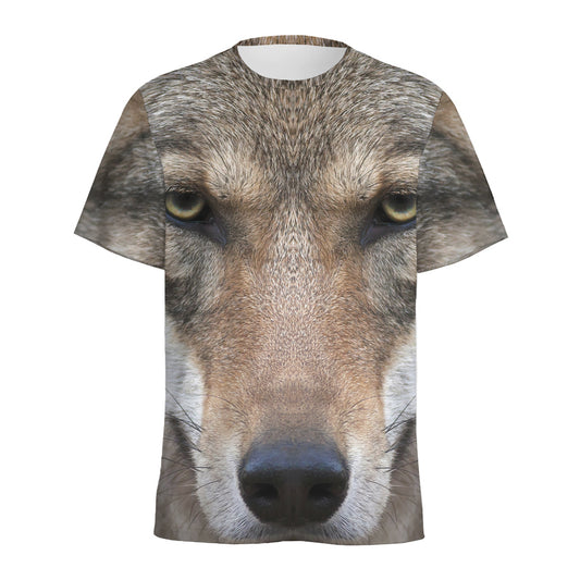 Jungle Wolf Print Men's Sports T-Shirt