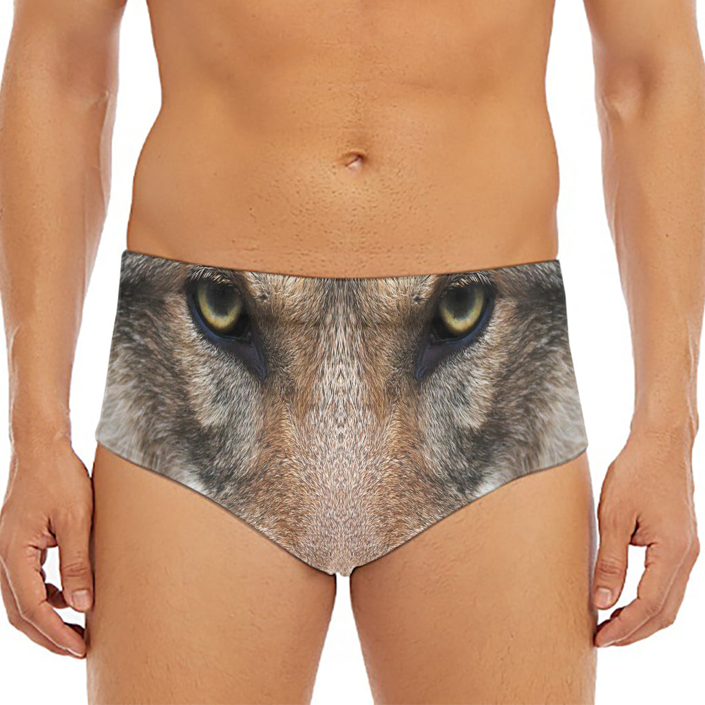 Jungle Wolf Print Men's Triangle Swim Briefs