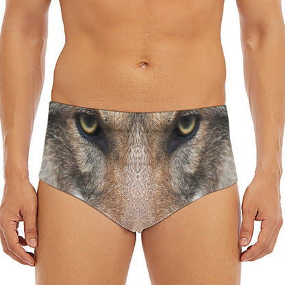 Jungle Wolf Print Men's Triangle Swim Briefs