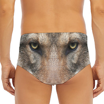 Jungle Wolf Print Men's Triangle Swim Briefs