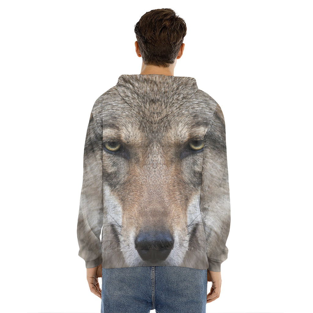 Jungle Wolf Print Men's Velvet Pullover Hoodie