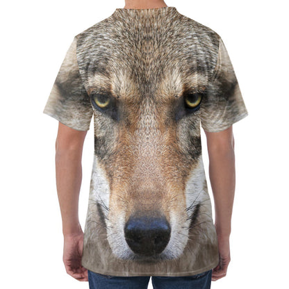 Jungle Wolf Print Men's Velvet T-Shirt