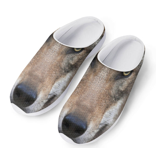 Jungle Wolf Print Mesh Casual Shoes