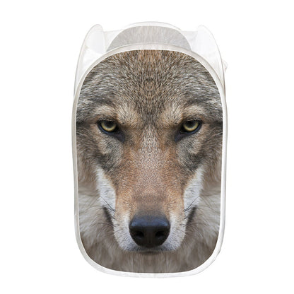 Jungle Wolf Print Mesh Laundry Hamper