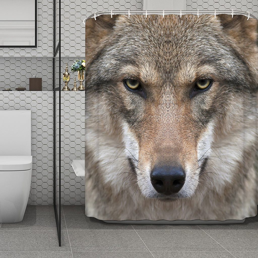 Jungle Wolf Print Polyester Shower Curtain