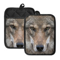 Jungle Wolf Print Pot Holders With Pocket