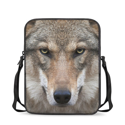 Jungle Wolf Print Rectangular Crossbody Bag