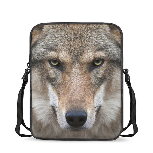 Jungle Wolf Print Rectangular Crossbody Bag