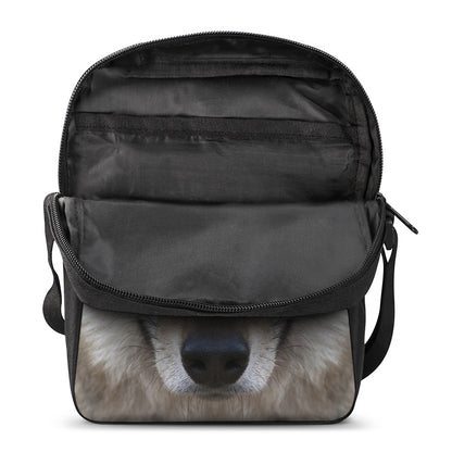 Jungle Wolf Print Rectangular Crossbody Bag
