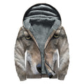 Jungle Wolf Print Sherpa Lined Zip Up Hoodie
