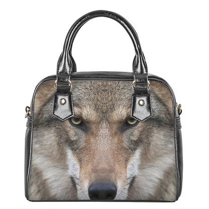 Jungle Wolf Print Shoulder Handbag