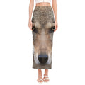 Jungle Wolf Print Side Slit Maxi Skirt