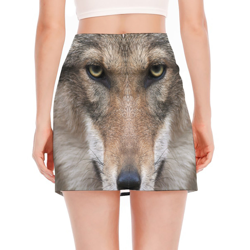 Jungle Wolf Print Side Slit Mini Skirt