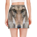Jungle Wolf Print Side Slit Mini Skirt