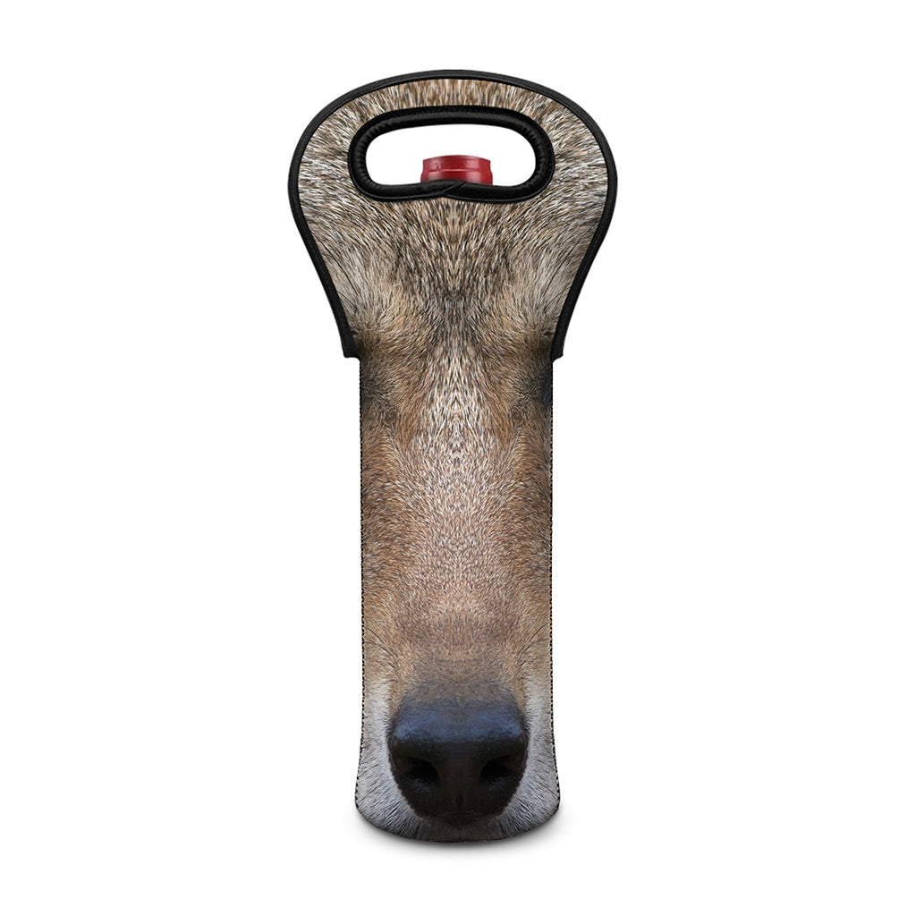 Jungle Wolf Print Single Neoprene Wine Tote