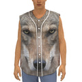 Jungle Wolf Print Sleeveless Baseball Jersey