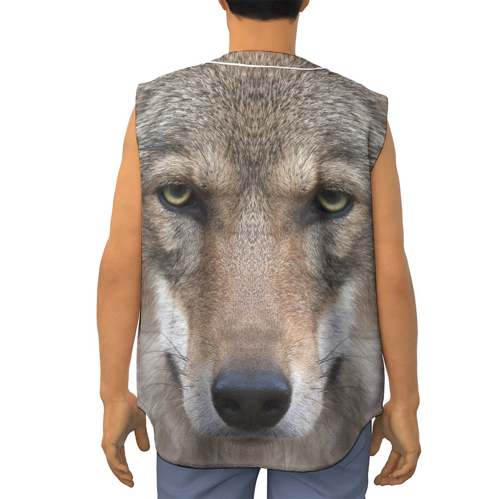 Jungle Wolf Print Sleeveless Baseball Jersey
