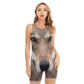 Jungle Wolf Print Sleeveless One Piece Swimsuit