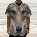 Jungle Wolf Print Textured Short Sleeve Shirt