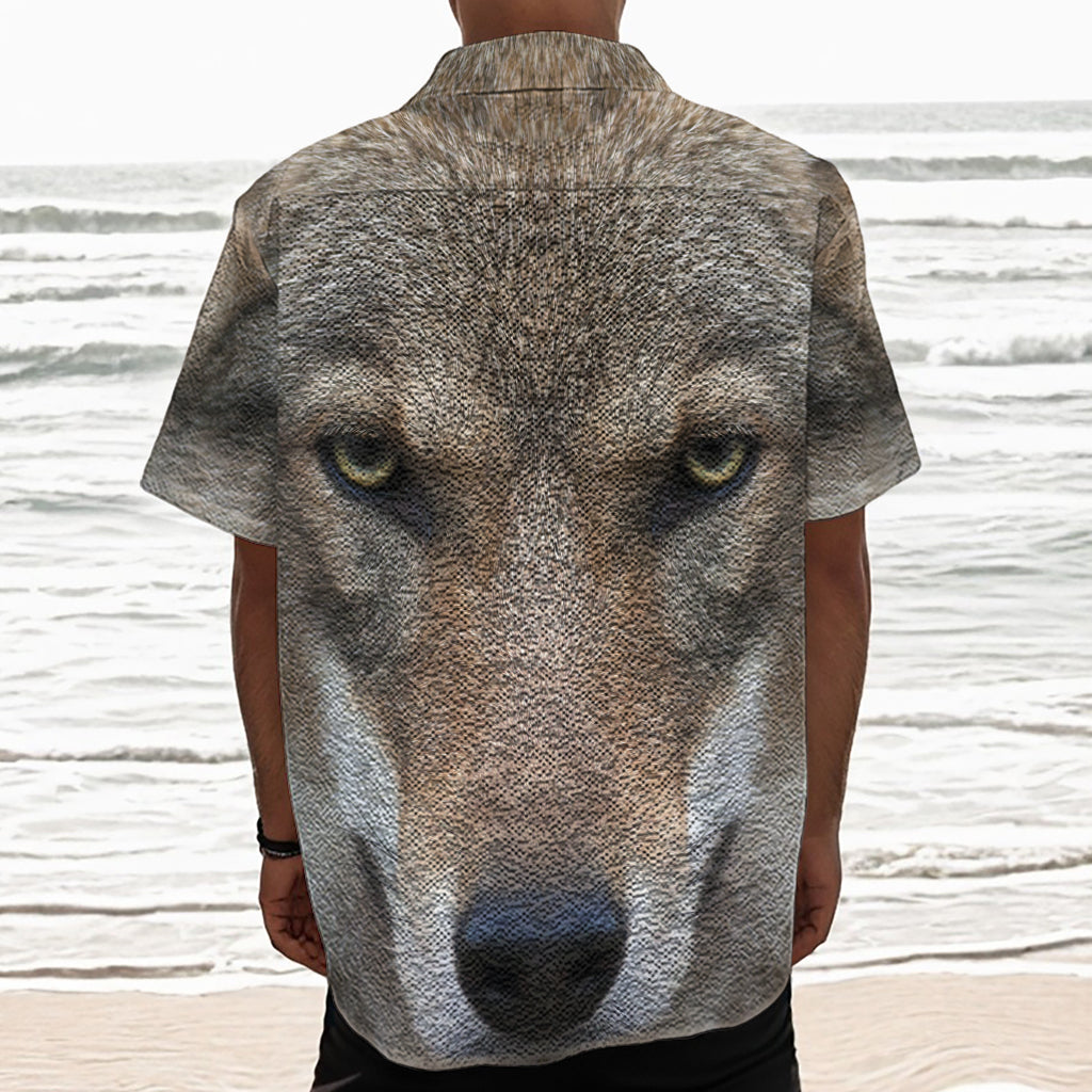 Jungle Wolf Print Textured Short Sleeve Shirt