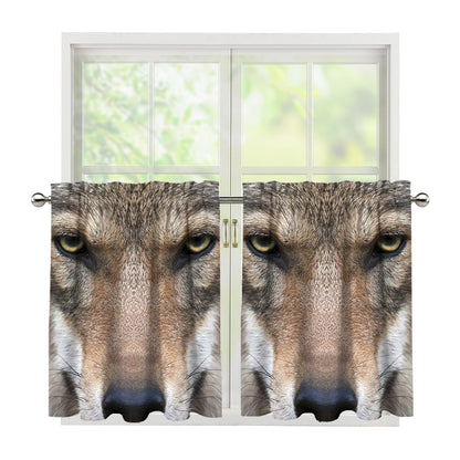 Jungle Wolf Print Tier Curtains