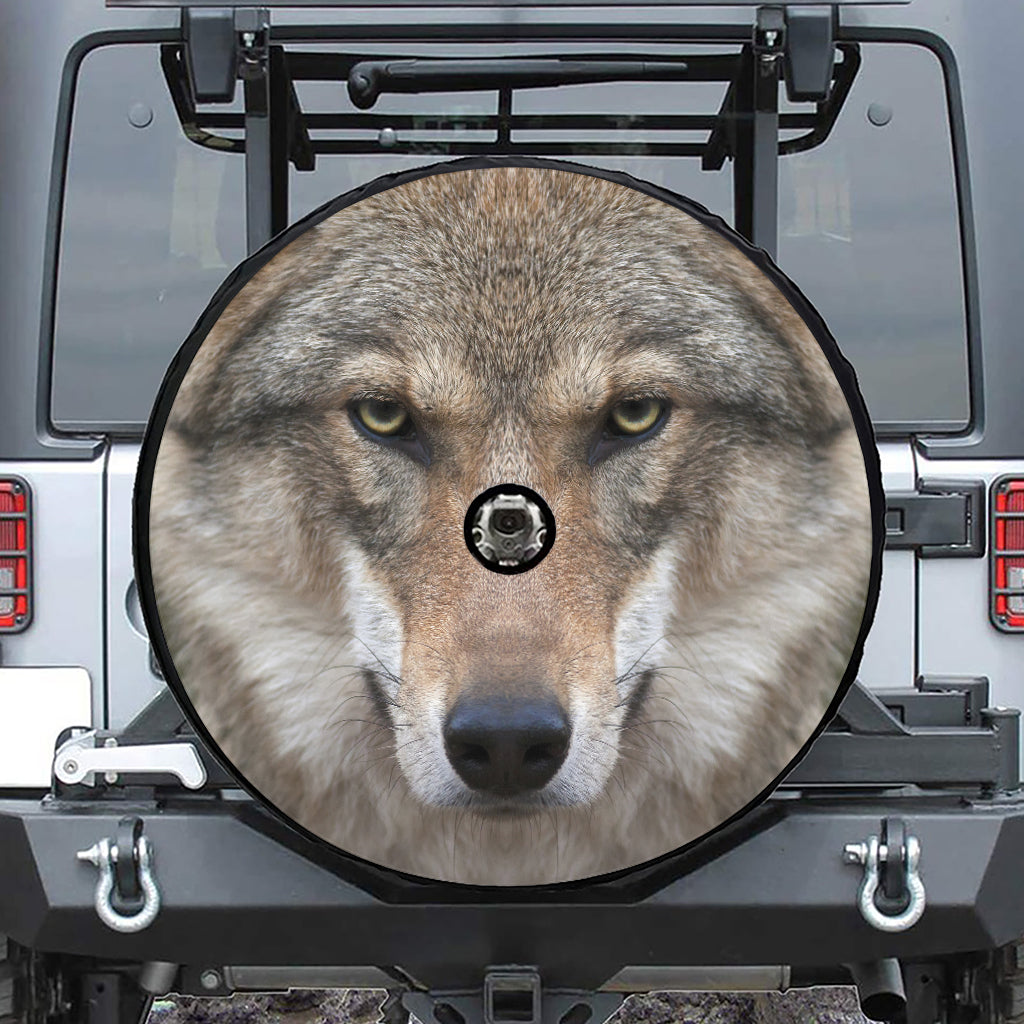 Jungle Wolf Print Tire Cover With Camera Hole