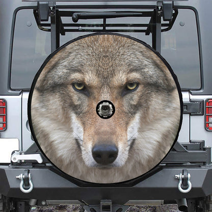 Jungle Wolf Print Tire Cover With Camera Hole