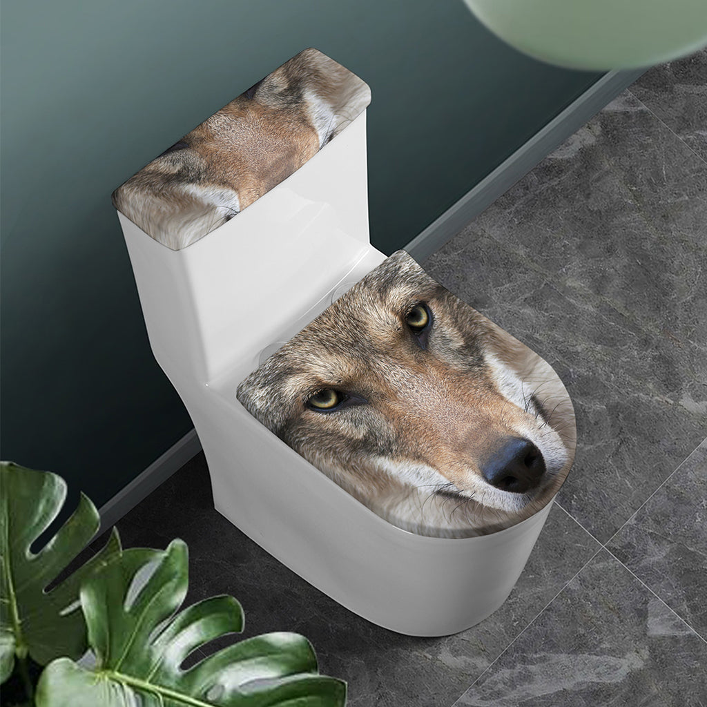 Jungle Wolf Print Toilet Lid And Tank Cover Set