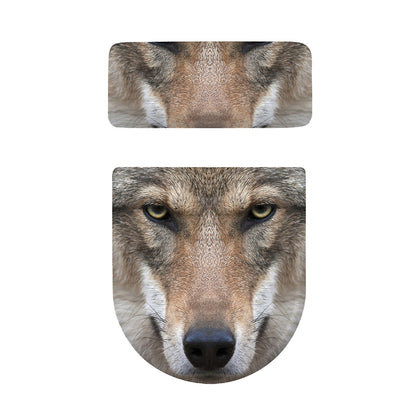 Jungle Wolf Print Toilet Lid And Tank Cover Set