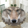 Jungle Wolf Print Waterproof Round Tablecloth