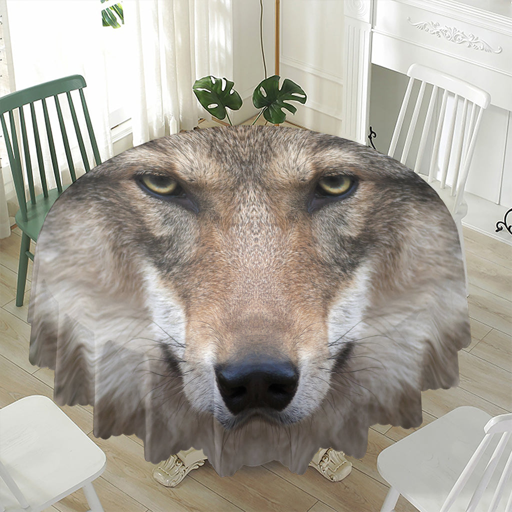 Jungle Wolf Print Waterproof Round Tablecloth