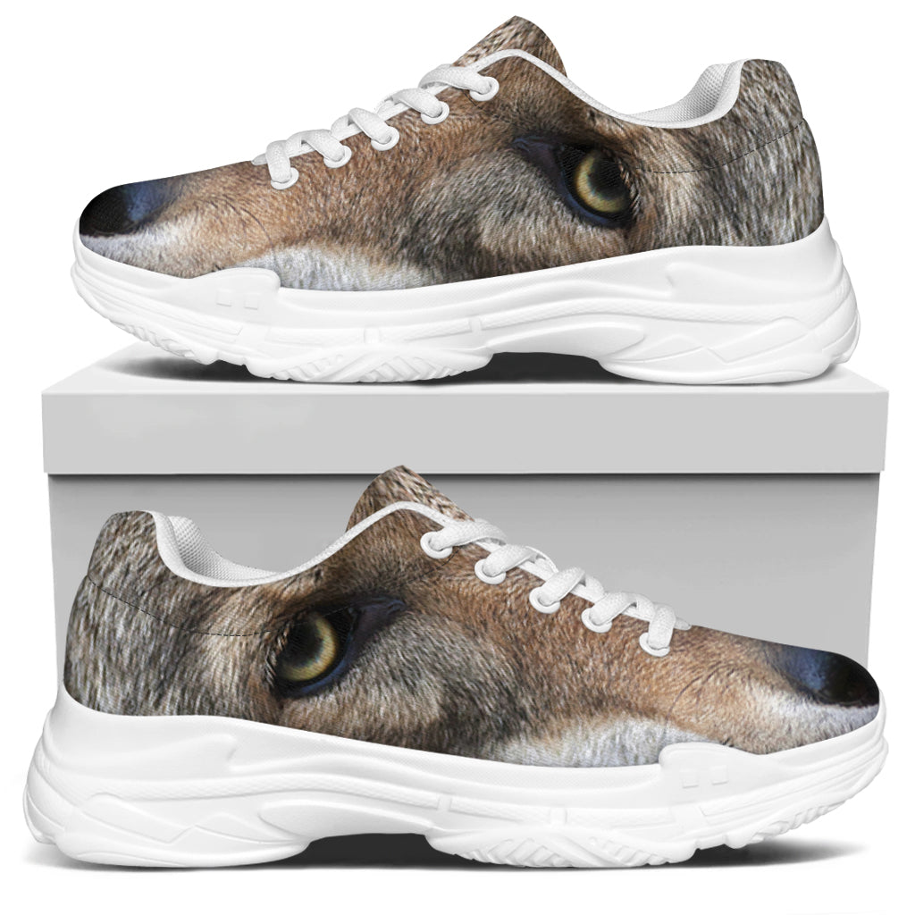 Jungle Wolf Print White Chunky Shoes