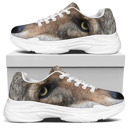 Jungle Wolf Print White Chunky Shoes