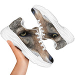 Jungle Wolf Print White Chunky Shoes