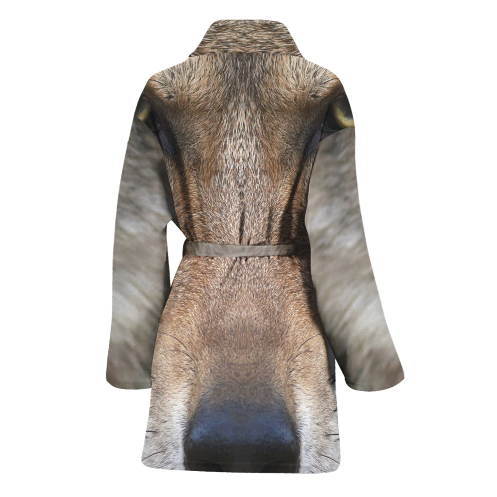Jungle Wolf Print Women's Bathrobe