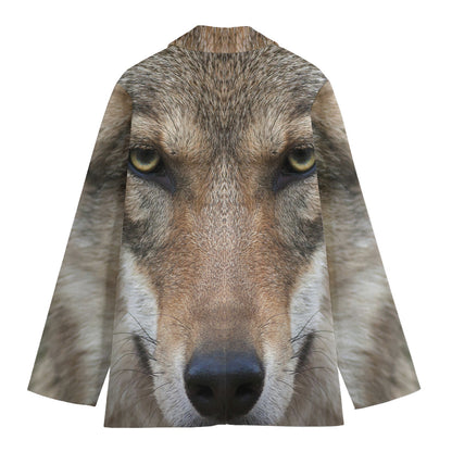 Jungle Wolf Print Women's Blazer