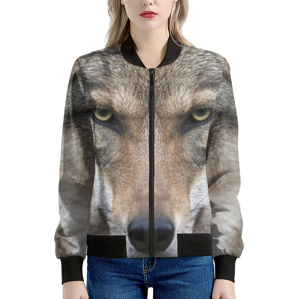 Jungle Wolf Print Women's Bomber Jacket
