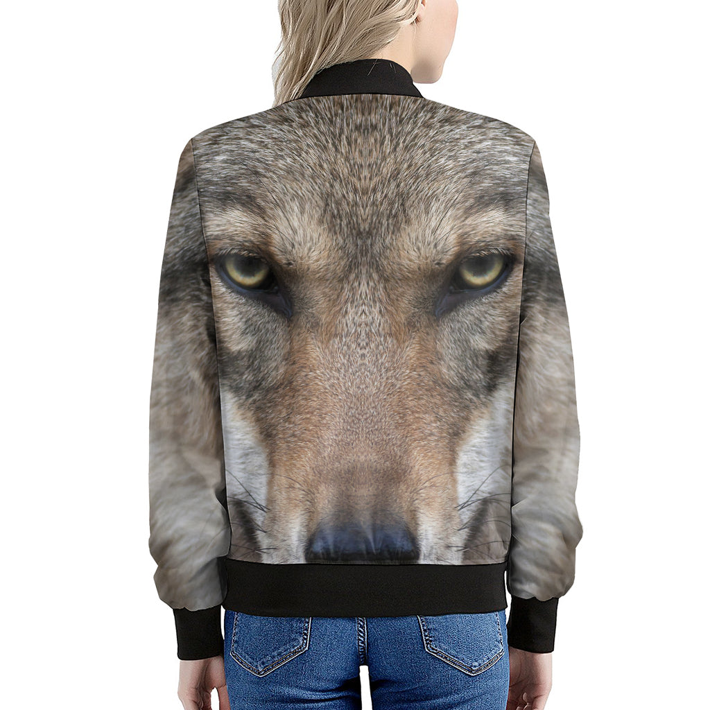 Jungle Wolf Print Women's Bomber Jacket