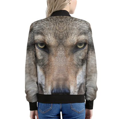Jungle Wolf Print Women's Bomber Jacket