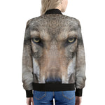 Jungle Wolf Print Women's Bomber Jacket
